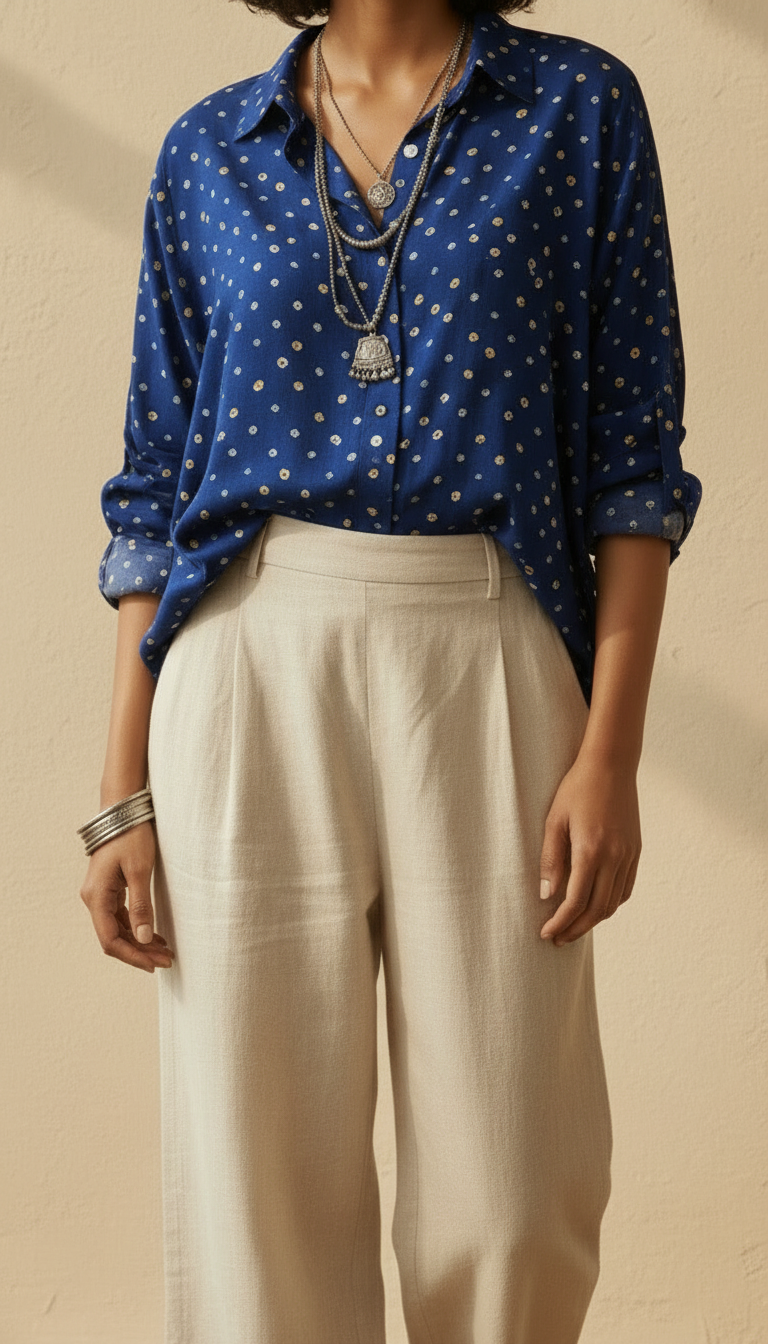 Blue Bandhej Shirt