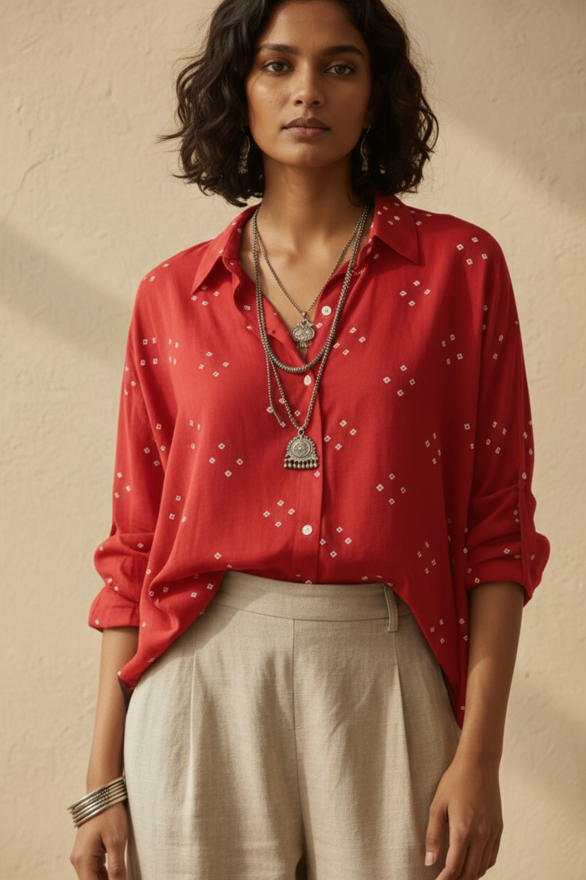 Red Bandhani Shirt